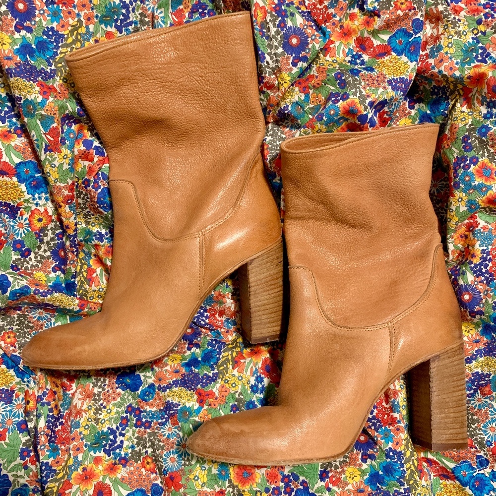 Free People | NIB Dakota Nappa New Ranch Croccatino Brown Leather Heeled Boots 8